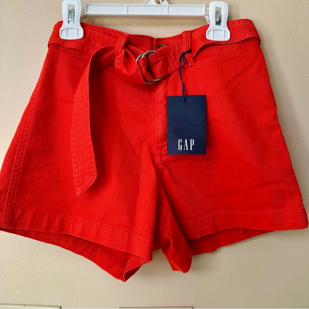 GAP Women's Orange Red Belted Shorts High Rise